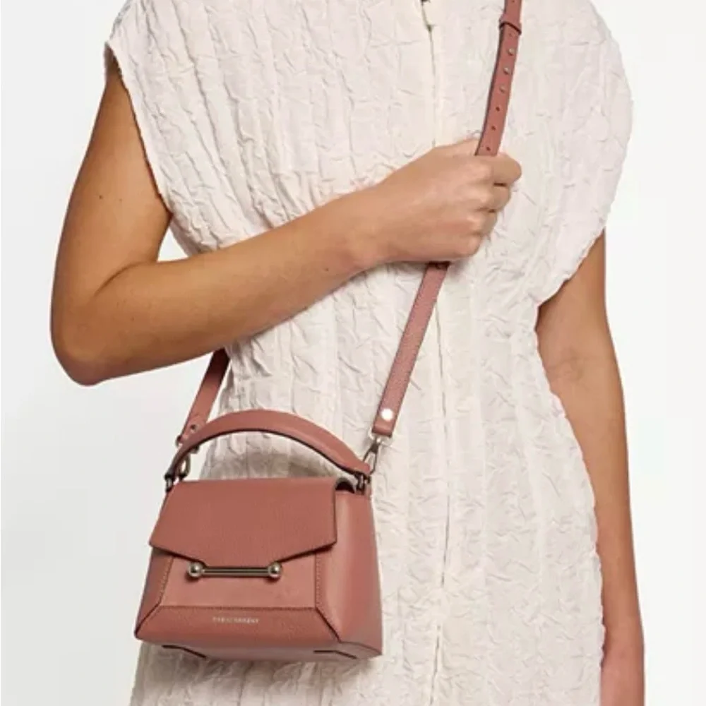 Strathberry Mosaic Nano Suede in Grain Sienna/Dusty Pink NWT MSRP $555 - Picture 9 of 15